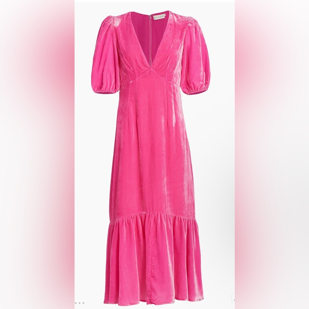 Rhode ester pink velvet midi dress